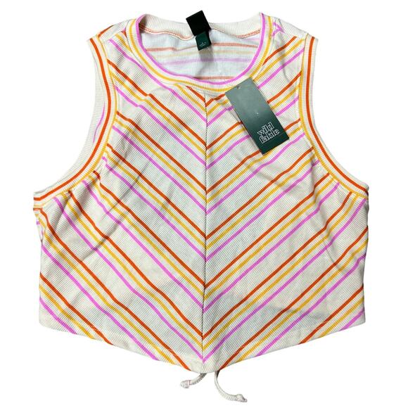 Wild Fable Women's Orange Striped Open Back Tiny Tank Top - Size Large - NWT - Picture 1 of 5